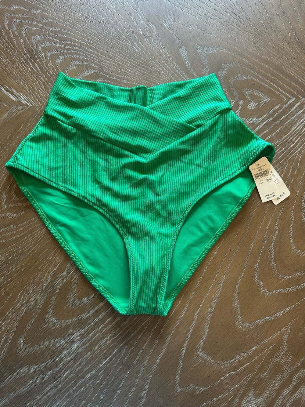 Aerie Shine Rib Crossover High Waisted Bikini Bottom